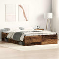 vidaXL Rama łóżka bez materaca Stare drewno 135x190cm Drewno klejone