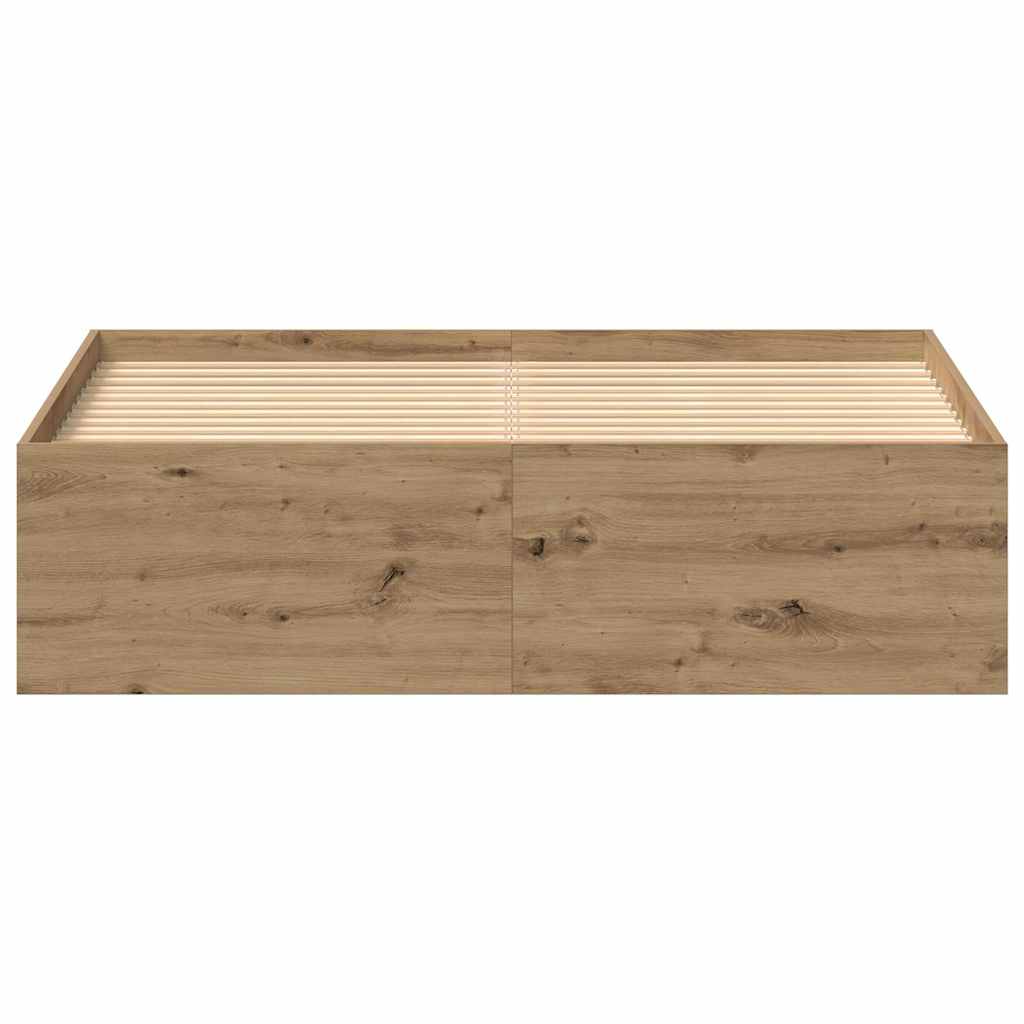 vidaXL Rama łóżka bez materaca Artisan Oak 135x190cm Drewno klejone
