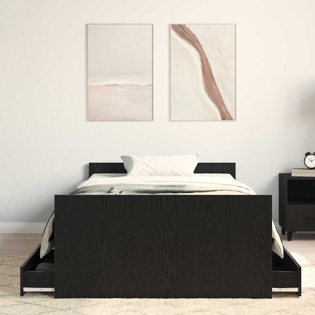 vidaXL Ramka łóżka z szufladą Czarny Dąb 203 x 103 x 50 cm