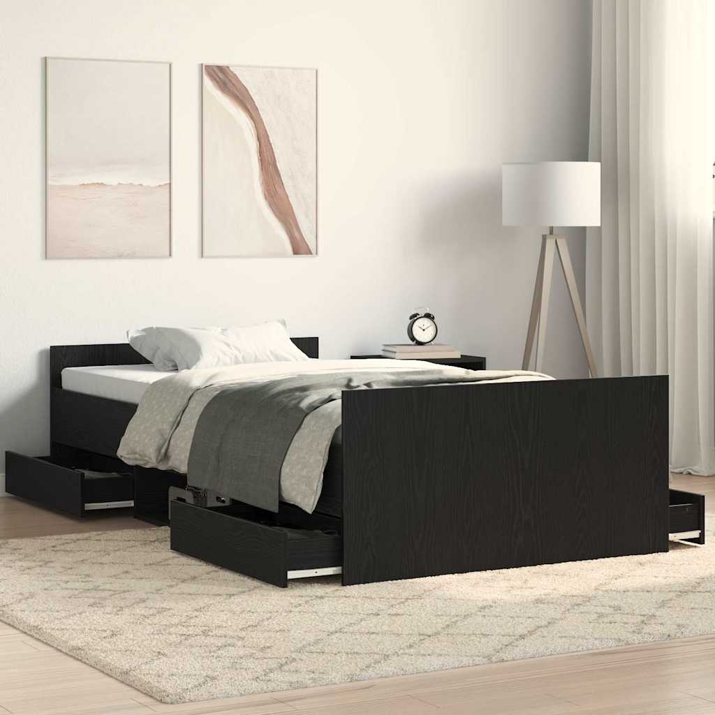 vidaXL Ramka łóżka Czarny Dąb 193 x 93 x 50 cm Materiał drewnopochodny