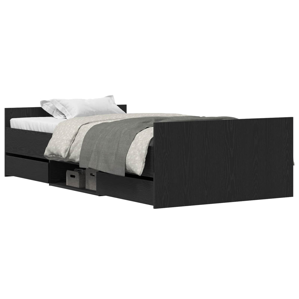 vidaXL Ramka łóżka Czarny Dąb 193 x 93 x 50 cm Materiał drewnopochodny