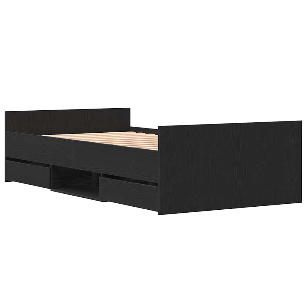 vidaXL Ramka łóżka Czarny Dąb 193 x 93 x 50 cm Materiał drewnopochodny