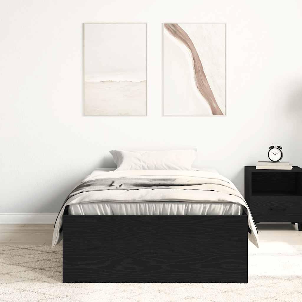 vidaXL Łóżko bez materaca, czarny dąb, 90x200 cm