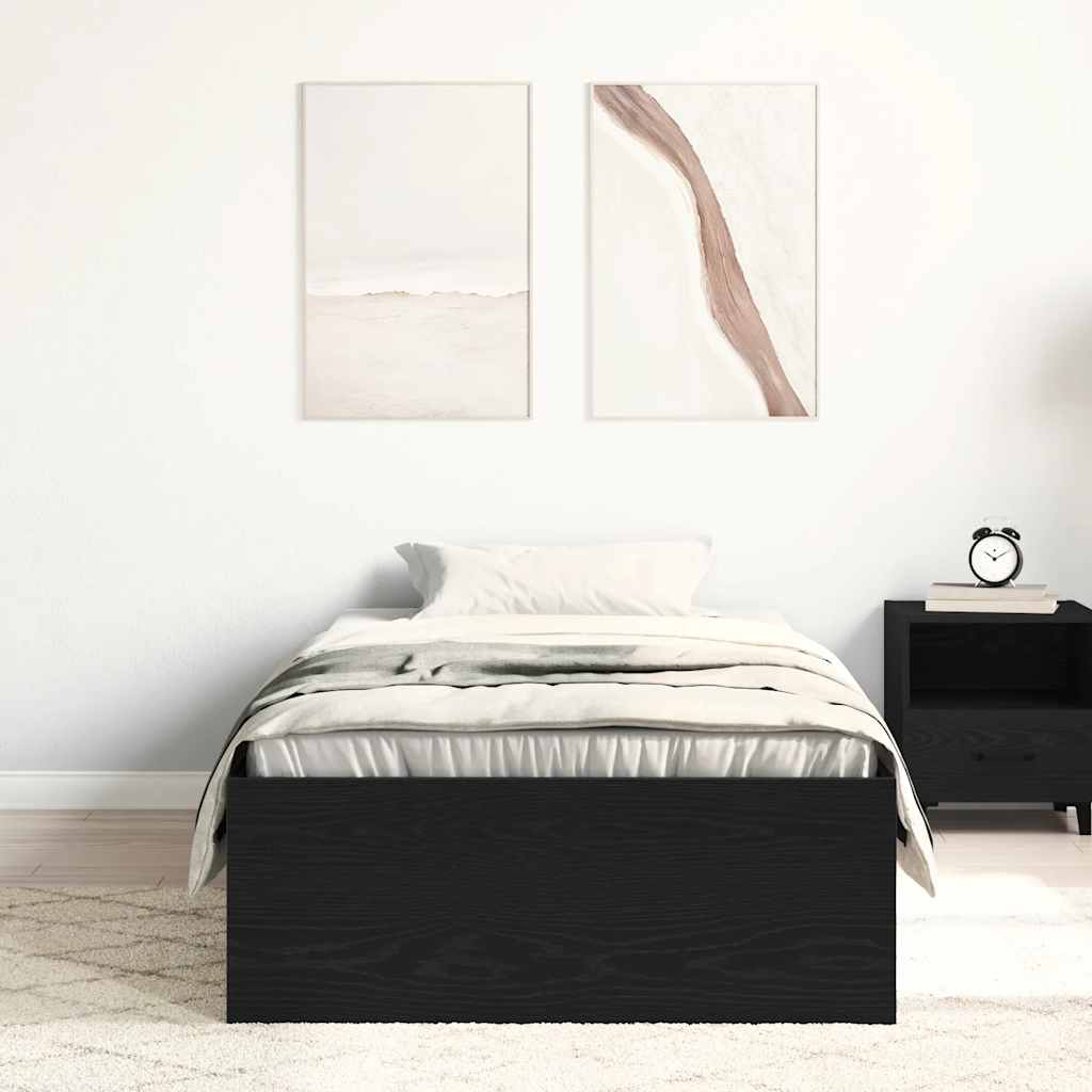 vidaXL Łóżko bez materaca, czarny dąb, 100x200 cm
