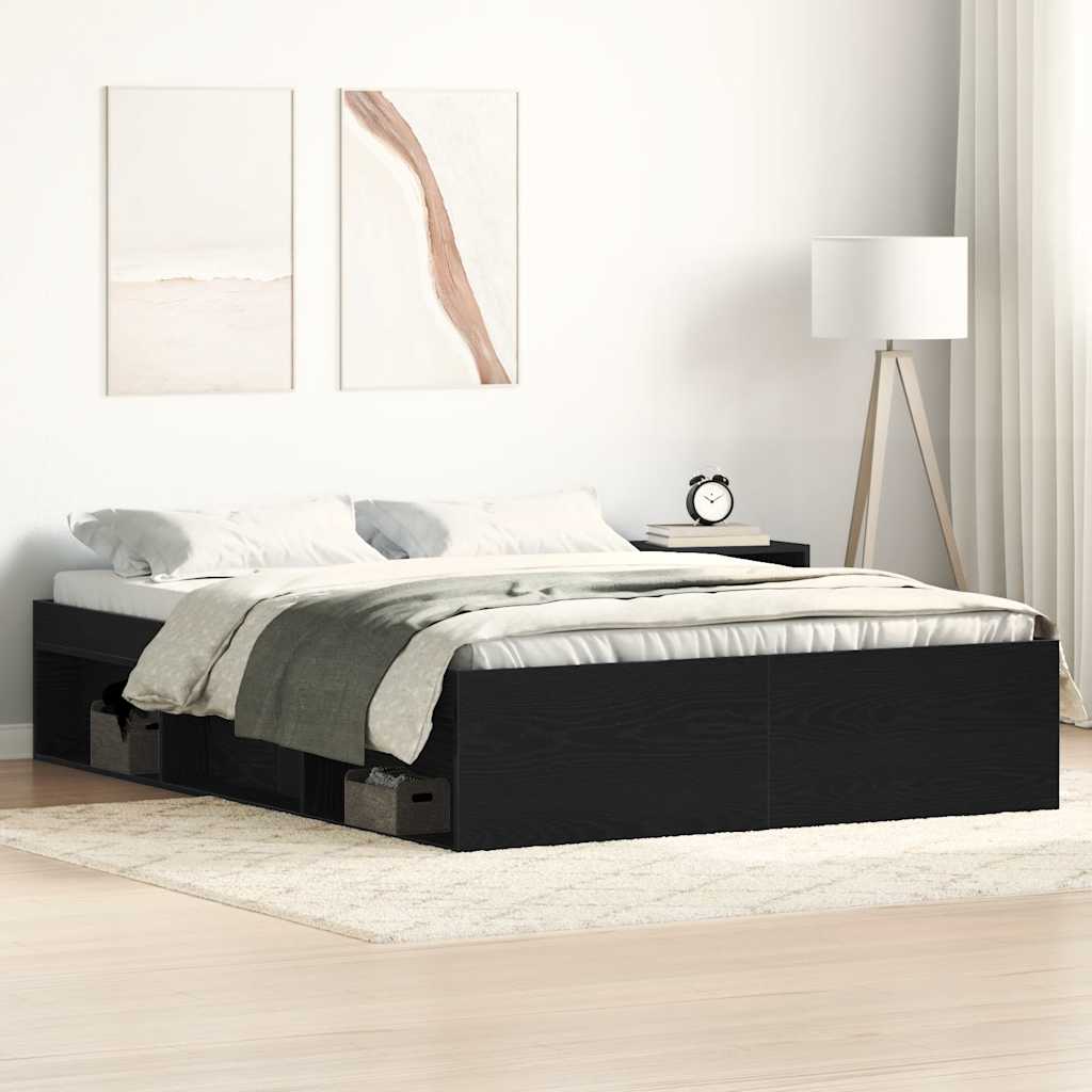 vidaXL Rama łóżka bez materaca, czarny dąb, 140x200 cm