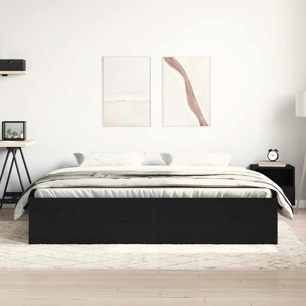 vidaXL Rama łóżka bez materaca, czarny dąb, 200x200 cm