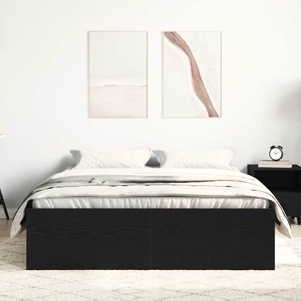 vidaXL Rama łóżka bez materaca, czarny dąb, 140x190 cm