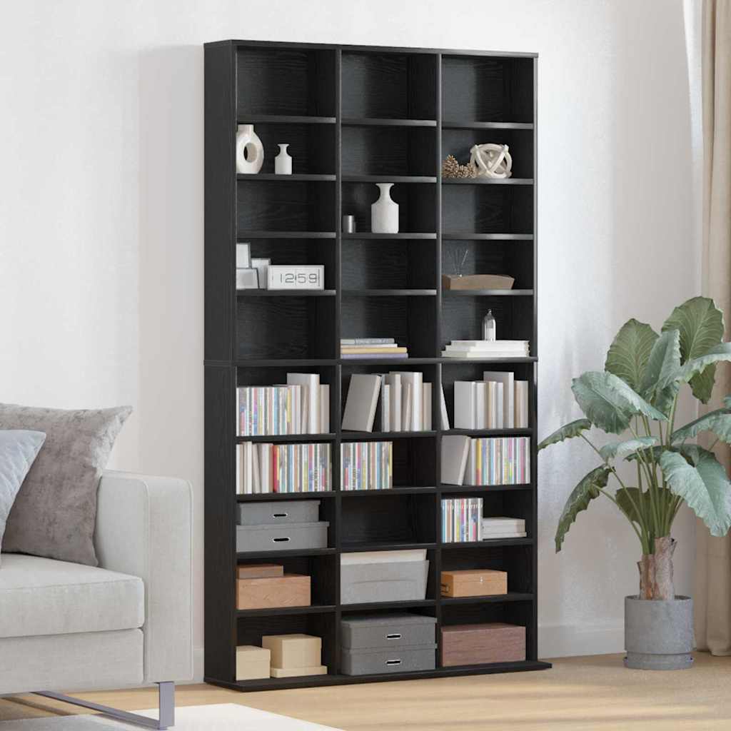vidaXL Kabinet na płyty CD z półką Czarny Dąb 101 x 23 x 177,5 cm