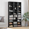 vidaXL Kabinet na płyty CD z półką Czarny Dąb 101 x 23 x 177,5 cm