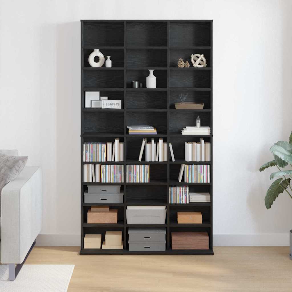 vidaXL Kabinet na płyty CD z półką Czarny Dąb 101 x 23 x 177,5 cm
