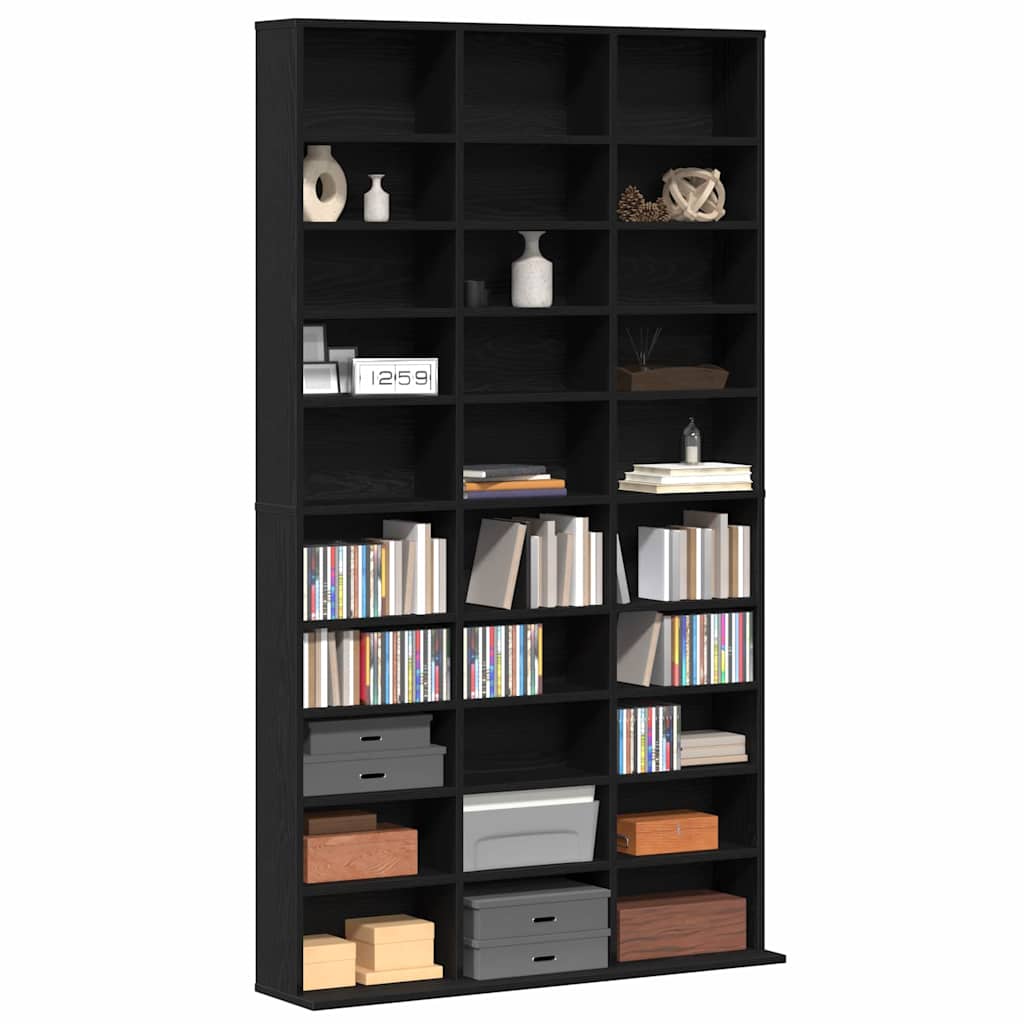 vidaXL Kabinet na płyty CD z półką Czarny Dąb 101 x 23 x 177,5 cm