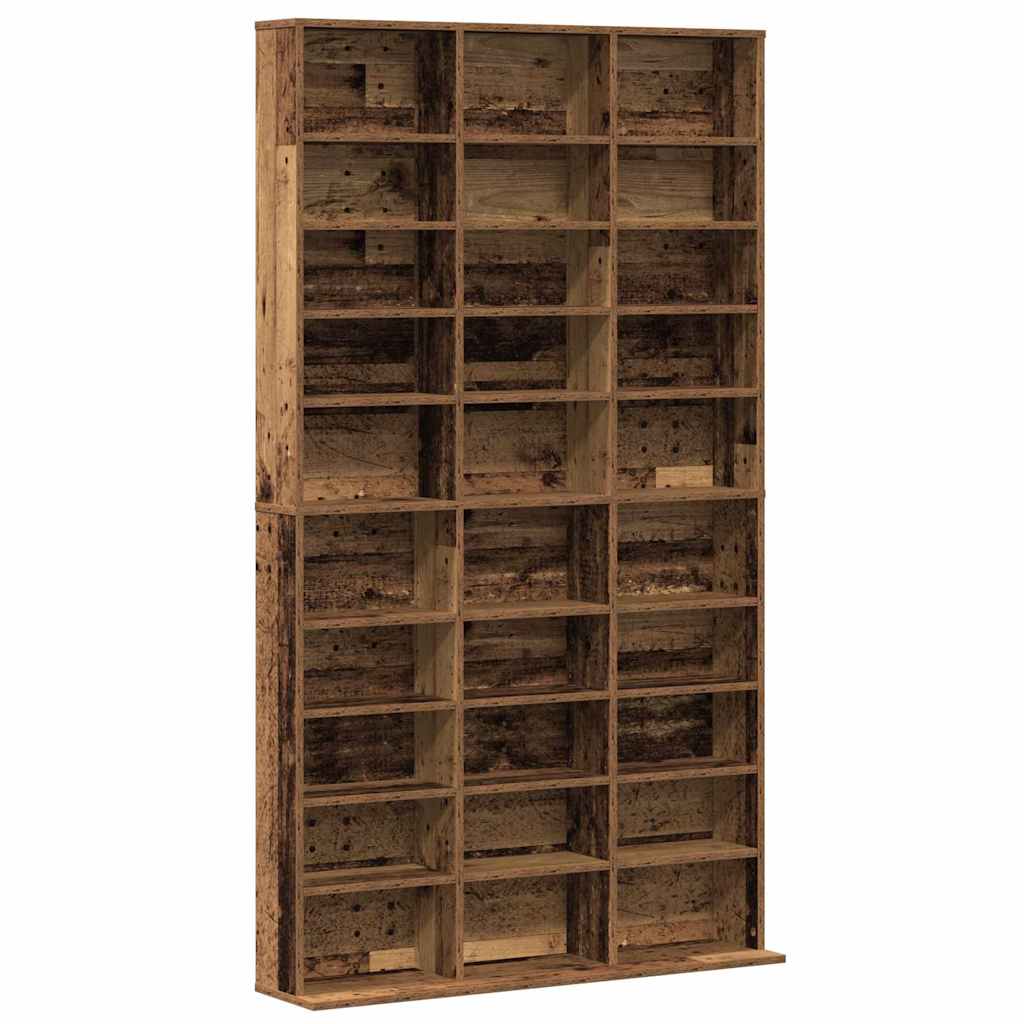 vidaXL Kabinet na płyty CD z półką Stare drewno 101 x 23 x 177,5 cm