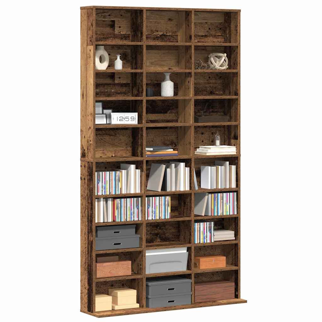 vidaXL Kabinet na płyty CD z półką Stare drewno 101 x 23 x 177,5 cm
