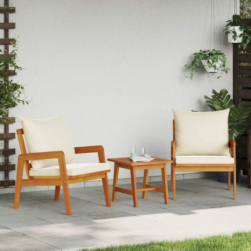 vidaXL Zestaw bistro z poduszką 3 pcs Brązowy Lite Drewno Akacji