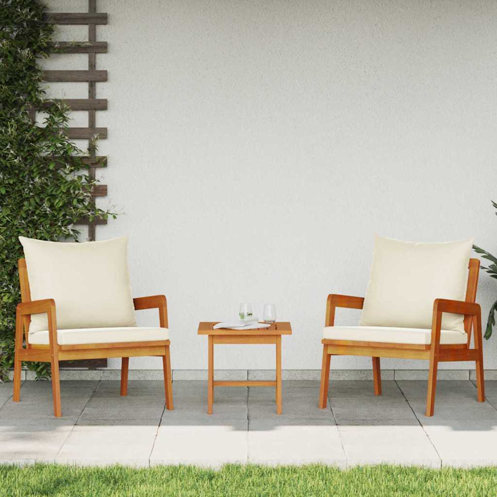 vidaXL Zestaw bistro z poduszką 3 pcs Brązowy Lite Drewno Akacji