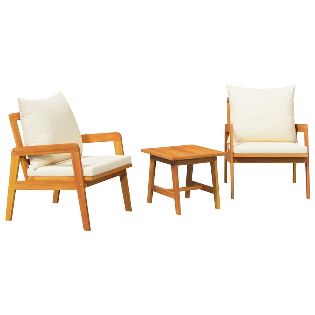 vidaXL Zestaw bistro z poduszką 3 pcs Brązowy Lite Drewno Akacji