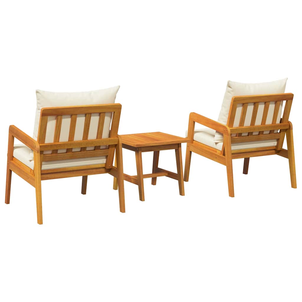 vidaXL Zestaw bistro z poduszką 3 pcs Brązowy Lite Drewno Akacji