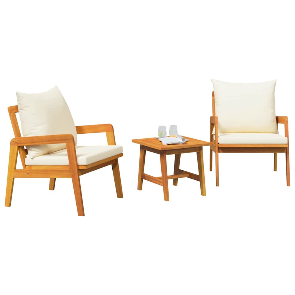 vidaXL Zestaw bistro z poduszką 3 pcs Brązowy Lite Drewno Akacji