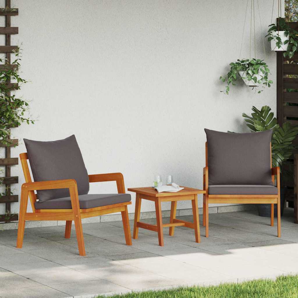 vidaXL Zestaw bistro z poduszką 3 pcs Brązowy Lite Drewno Akacji