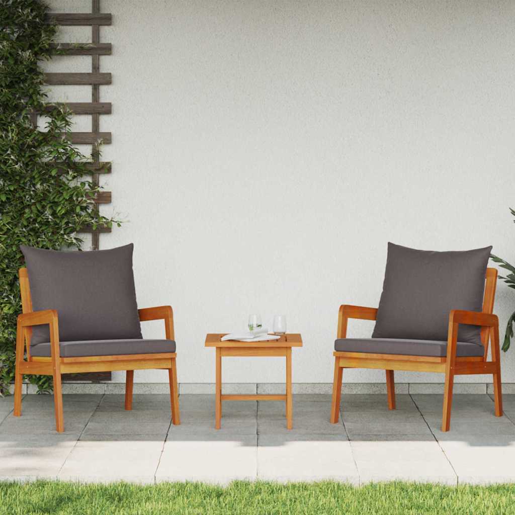 vidaXL Zestaw bistro z poduszką 3 pcs Brązowy Lite Drewno Akacji