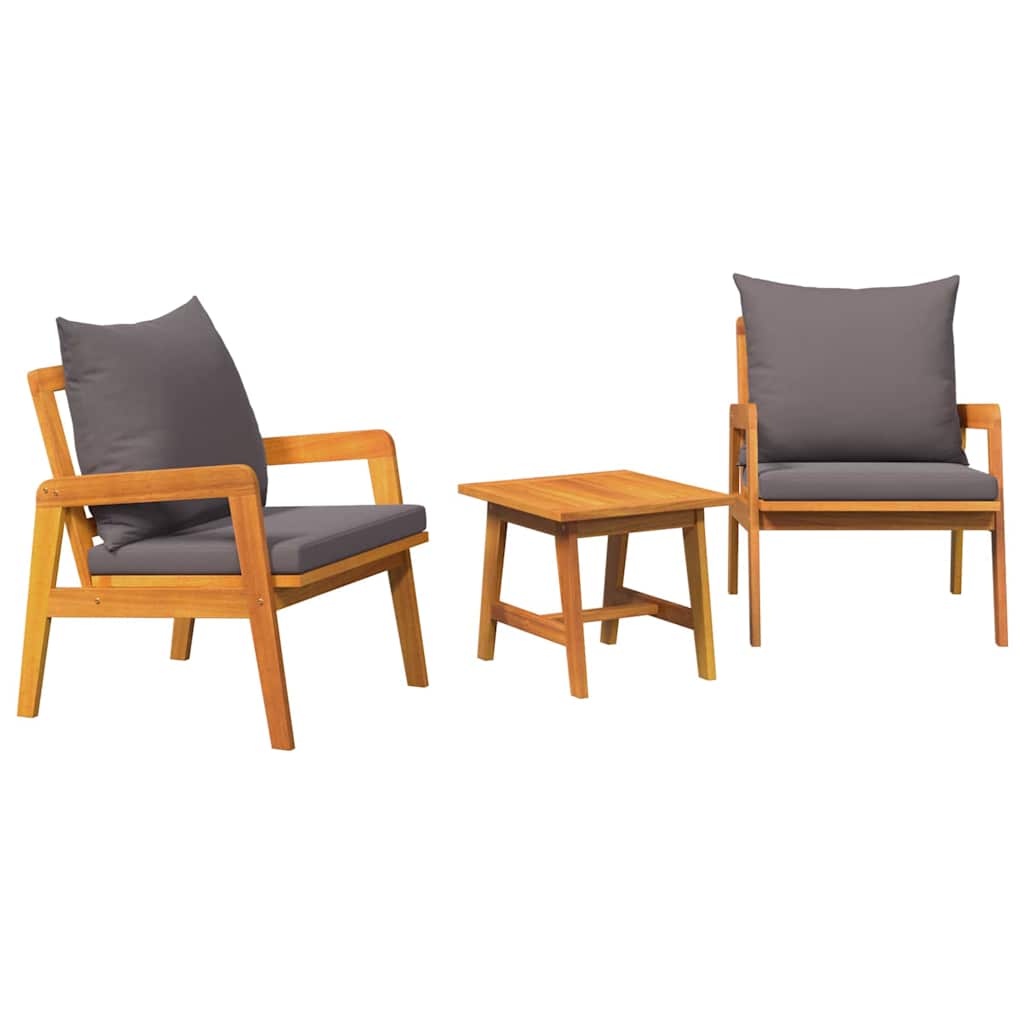 vidaXL Zestaw bistro z poduszką 3 pcs Brązowy Lite Drewno Akacji