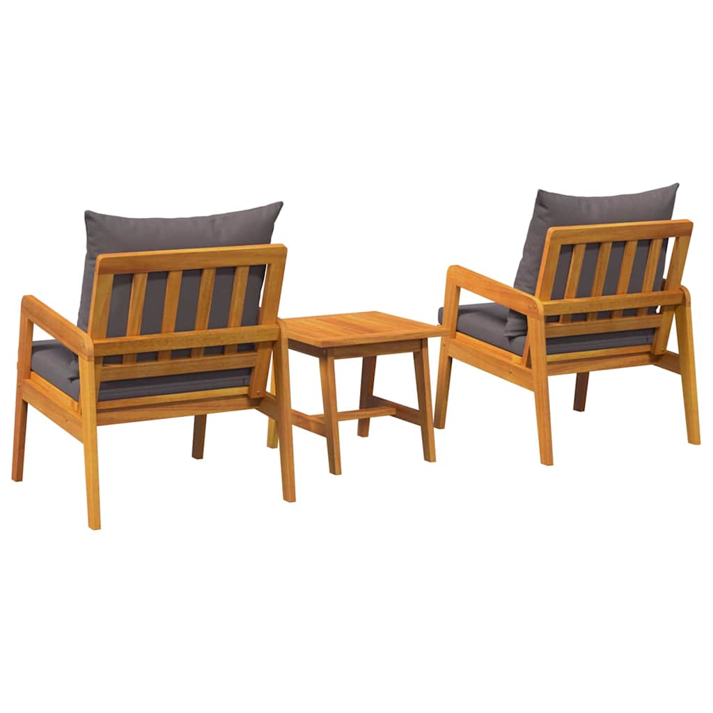 vidaXL Zestaw bistro z poduszką 3 pcs Brązowy Lite Drewno Akacji