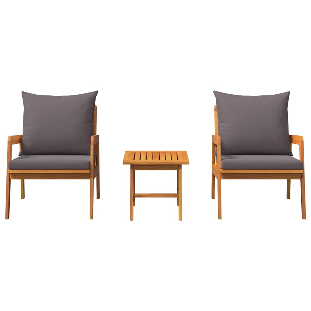 vidaXL Zestaw bistro z poduszką 3 pcs Brązowy Lite Drewno Akacji