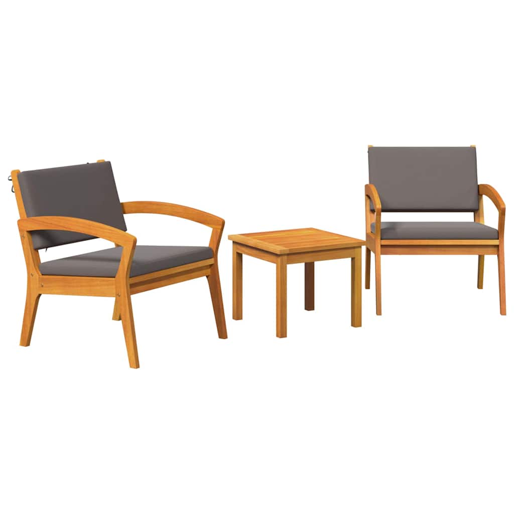 vidaXL Zestaw bistro z poduszką 3 pcs Brązowy Poliester