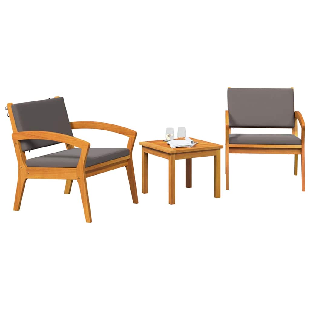 vidaXL Zestaw bistro z poduszką 3 pcs Brązowy Poliester
