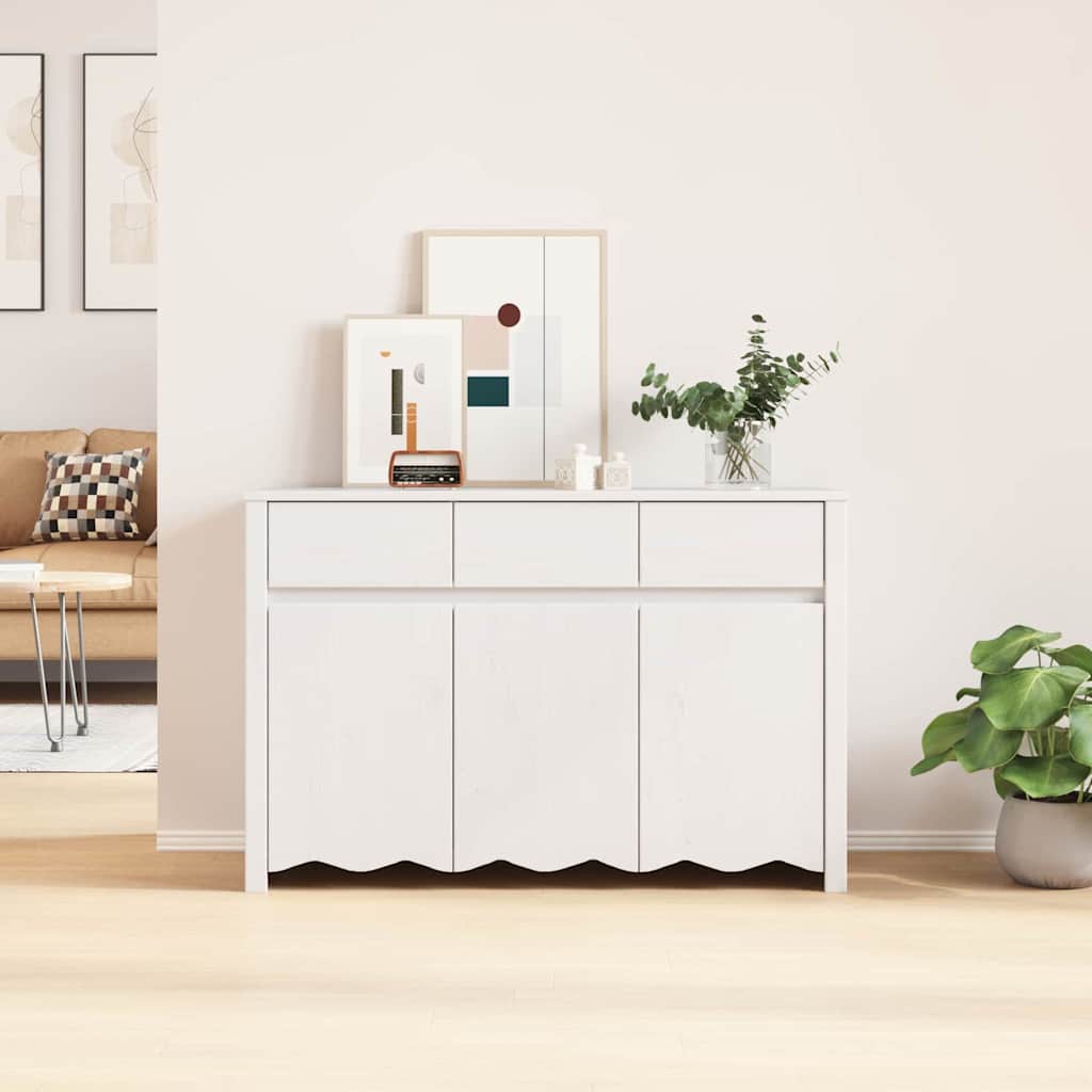 vidaXL Bufet Drammen Biały 114 x 43 x 75,5 cm Lite drewno sosnowe