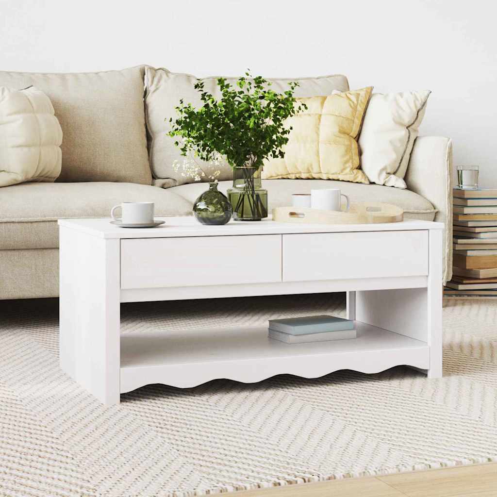 vidaXL Stolik kawowy Drammen Biały 99 x 55 x 45 cm Lite drewno sosnowe