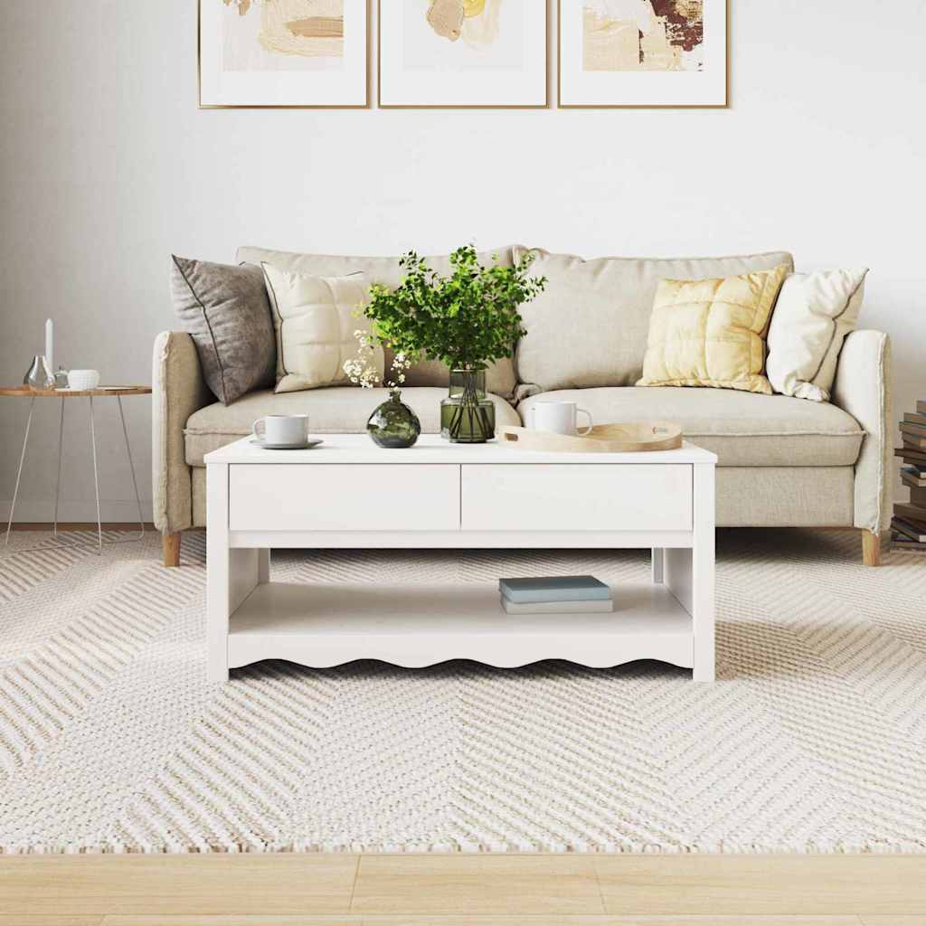 vidaXL Stolik kawowy Drammen Biały 99 x 55 x 45 cm Lite drewno sosnowe