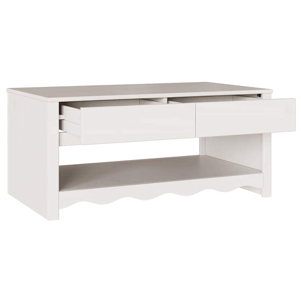 vidaXL Stolik kawowy Drammen Biały 99 x 55 x 45 cm Lite drewno sosnowe