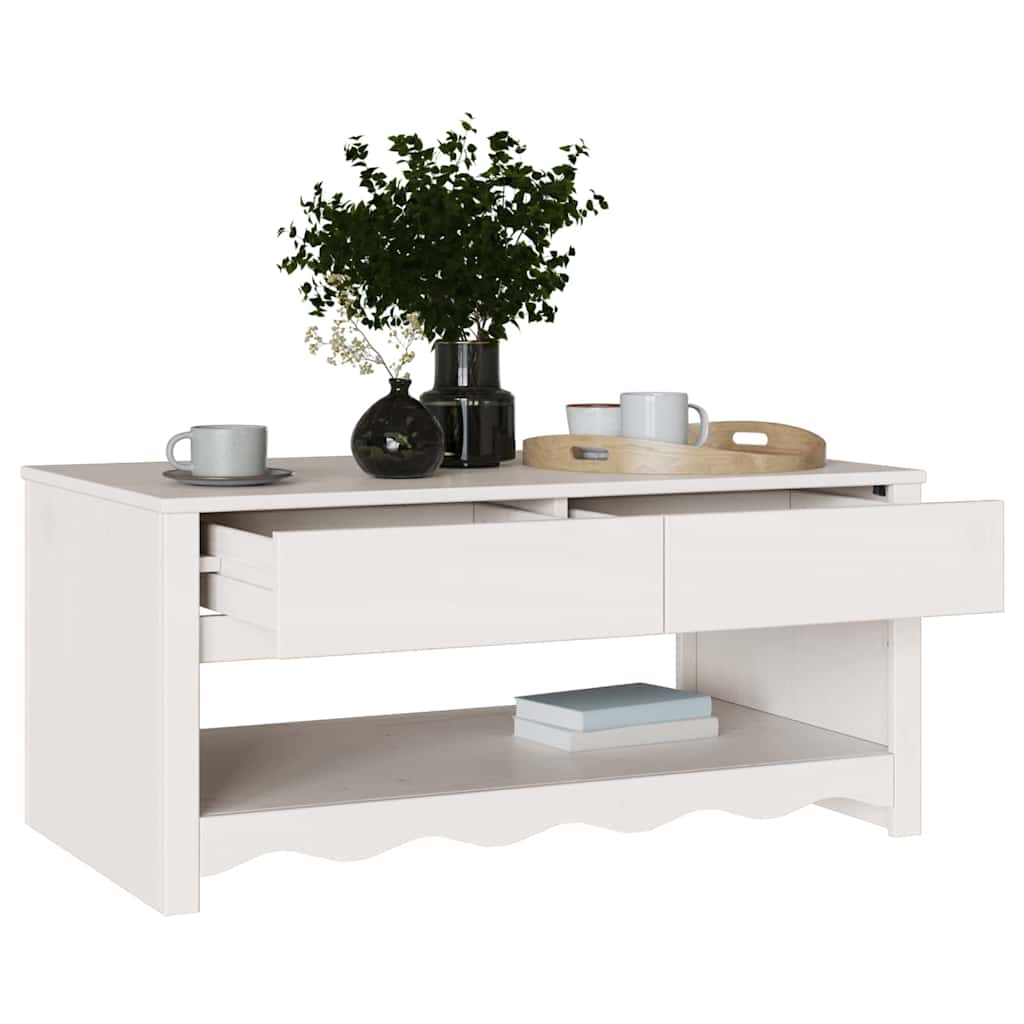 vidaXL Stolik kawowy Drammen Biały 99 x 55 x 45 cm Lite drewno sosnowe