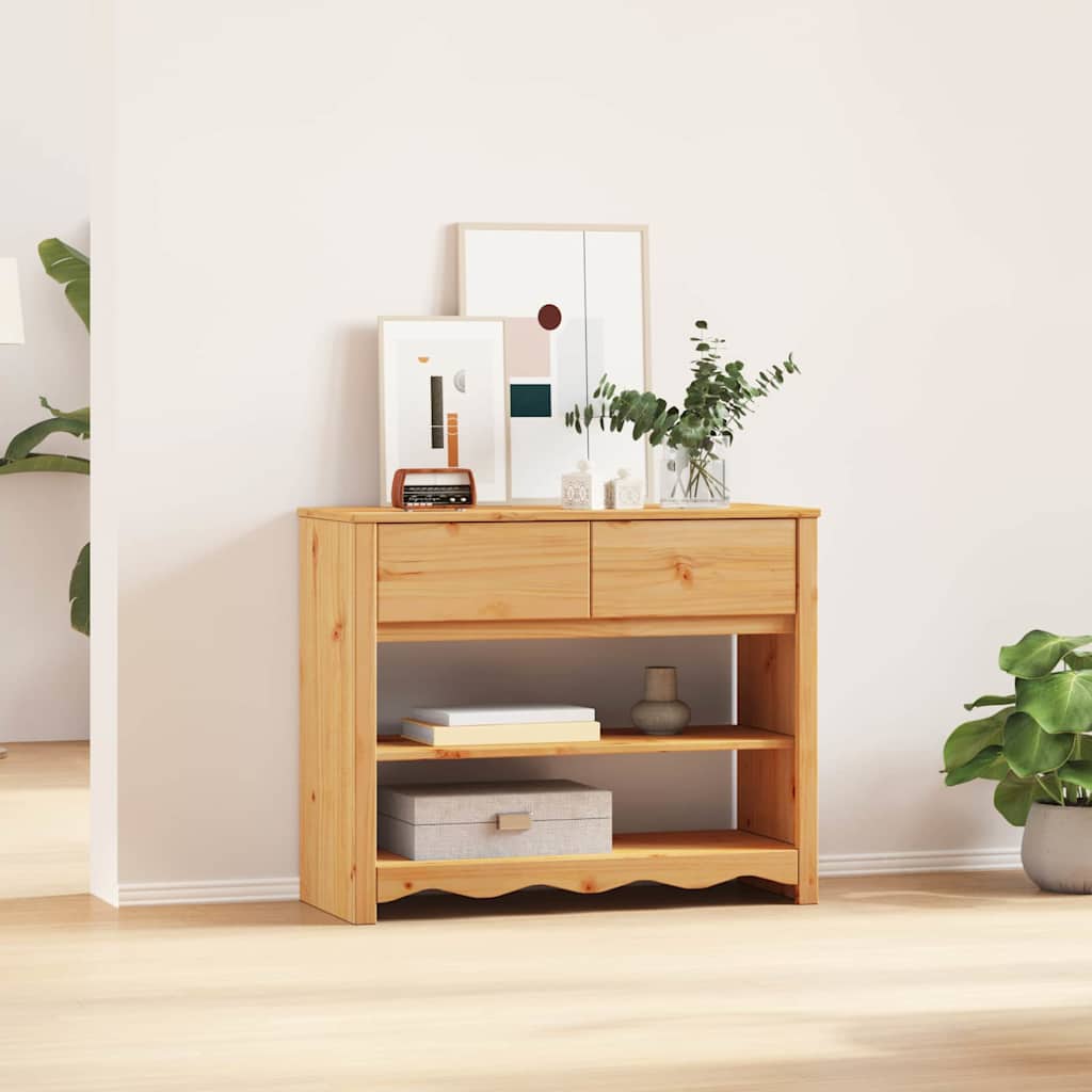 vidaXL Konsola Drammen Dąb 89,5 x 37 x 73 cm Lite drewno sosnowe
