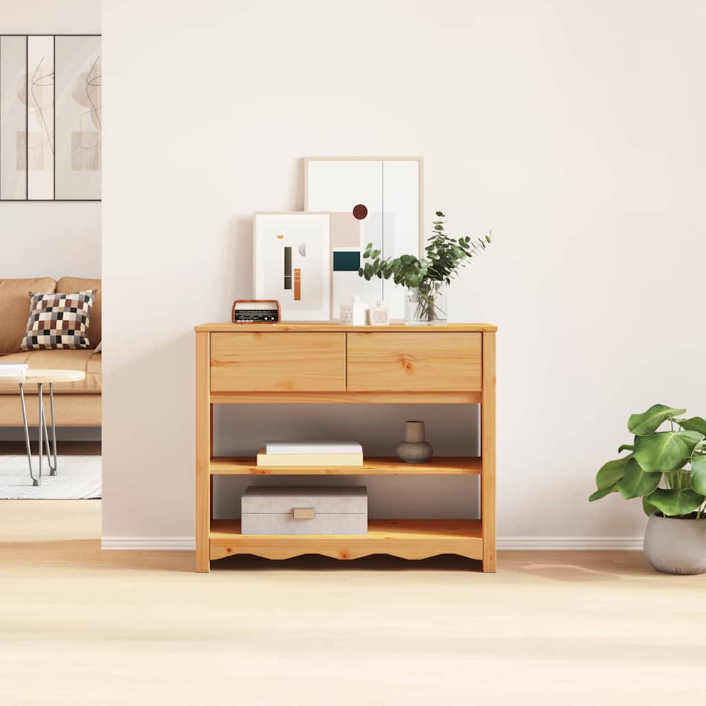 vidaXL Konsola Drammen Dąb 89,5 x 37 x 73 cm Lite drewno sosnowe