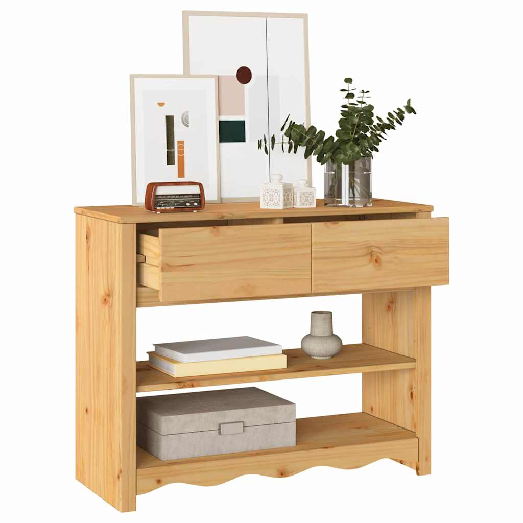 vidaXL Konsola Drammen Dąb 89,5 x 37 x 73 cm Lite drewno sosnowe