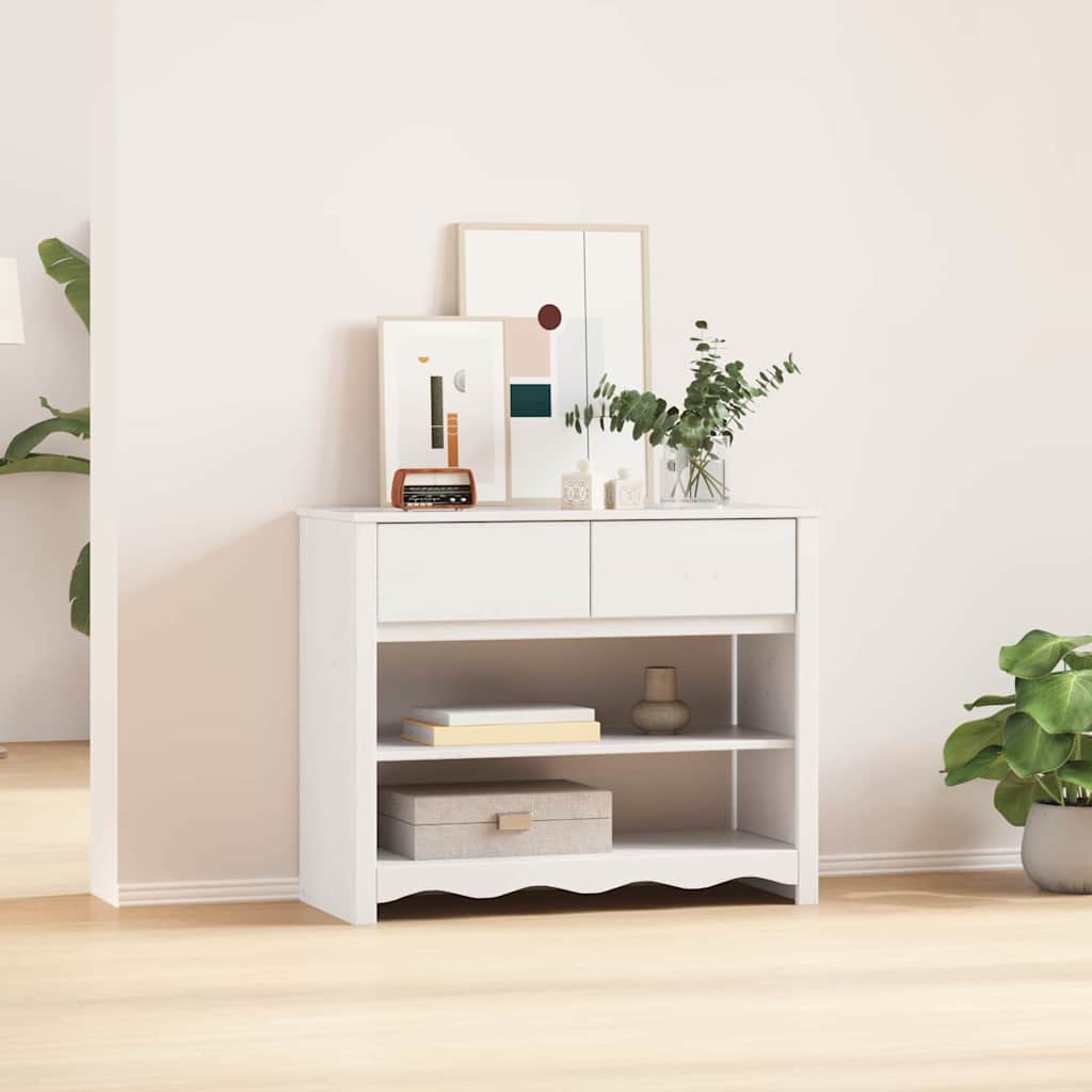 vidaXL Konsola Drammen Biały 89,5 x 37 x 73 cm Lite drewno sosnowe