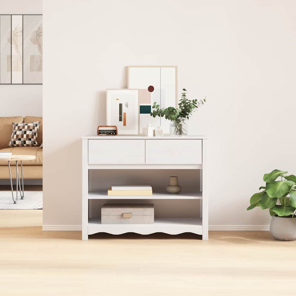 vidaXL Konsola Drammen Biały 89,5 x 37 x 73 cm Lite drewno sosnowe