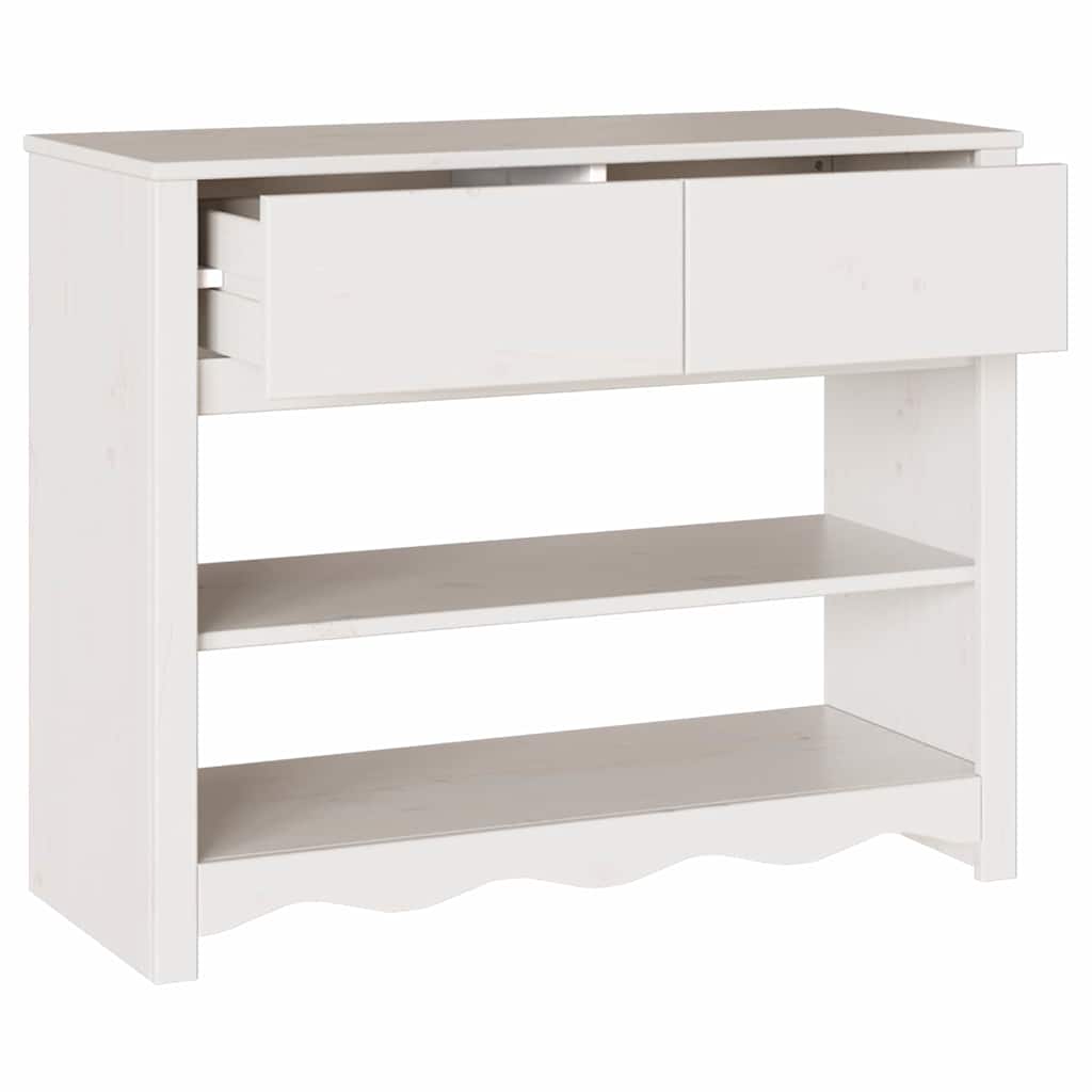 vidaXL Konsola Drammen Biały 89,5 x 37 x 73 cm Lite drewno sosnowe
