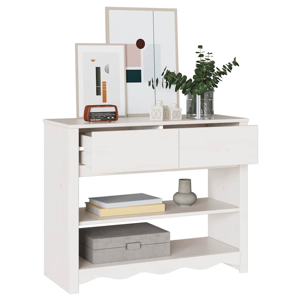 vidaXL Konsola Drammen Biały 89,5 x 37 x 73 cm Lite drewno sosnowe