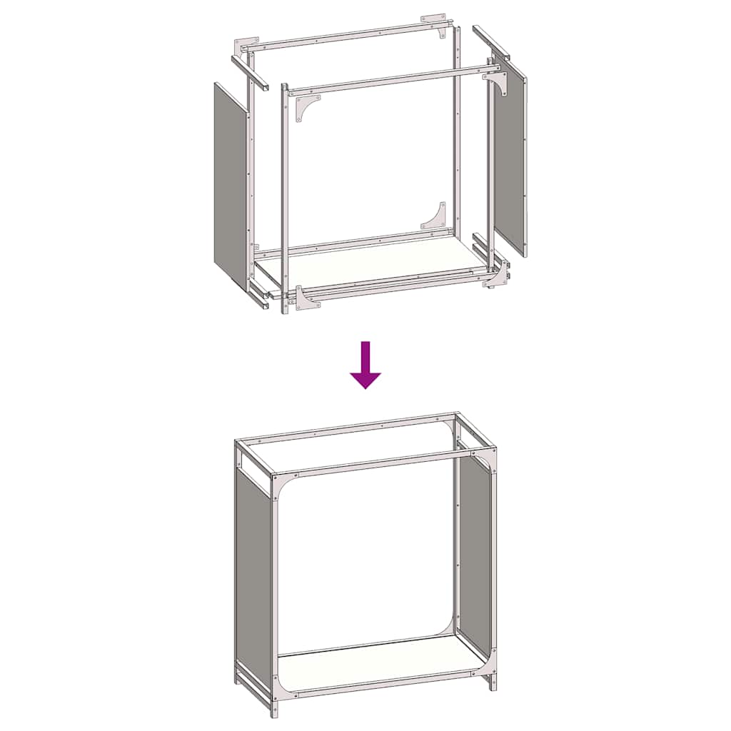 vidaXL Stojak na drewno opałowe 60x28x65 cm Stal walcowana na zimno