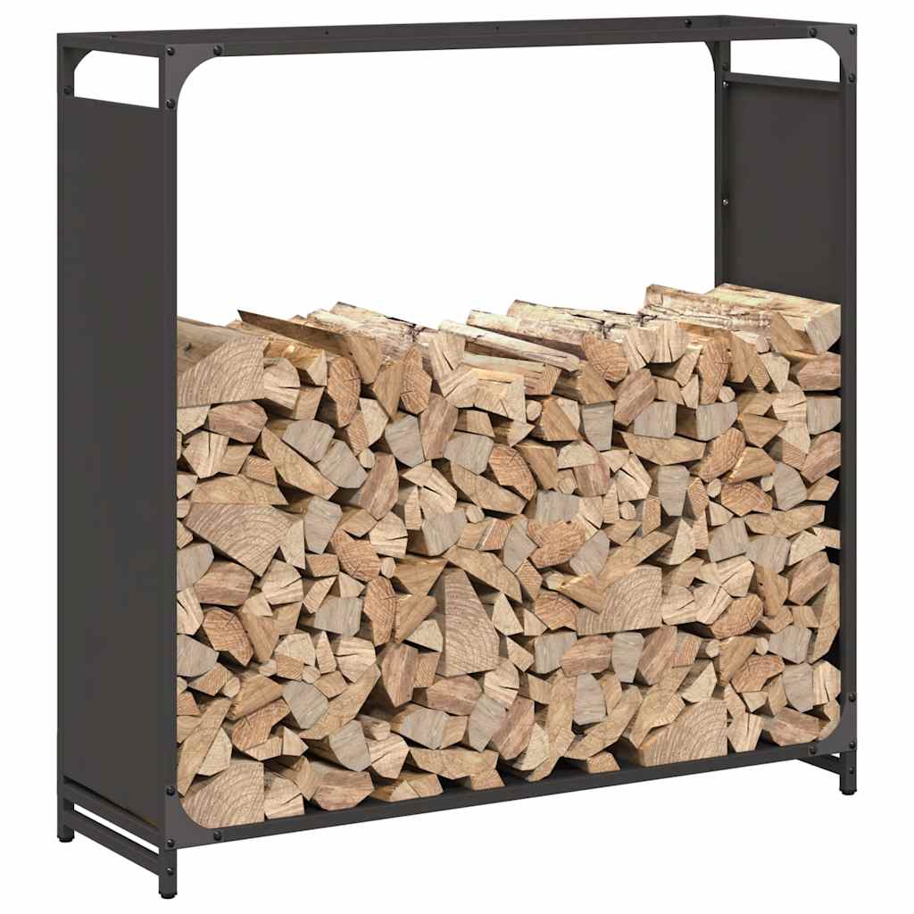 vidaXL Stojak na drewno opałowe czarny 90x28x90 cm