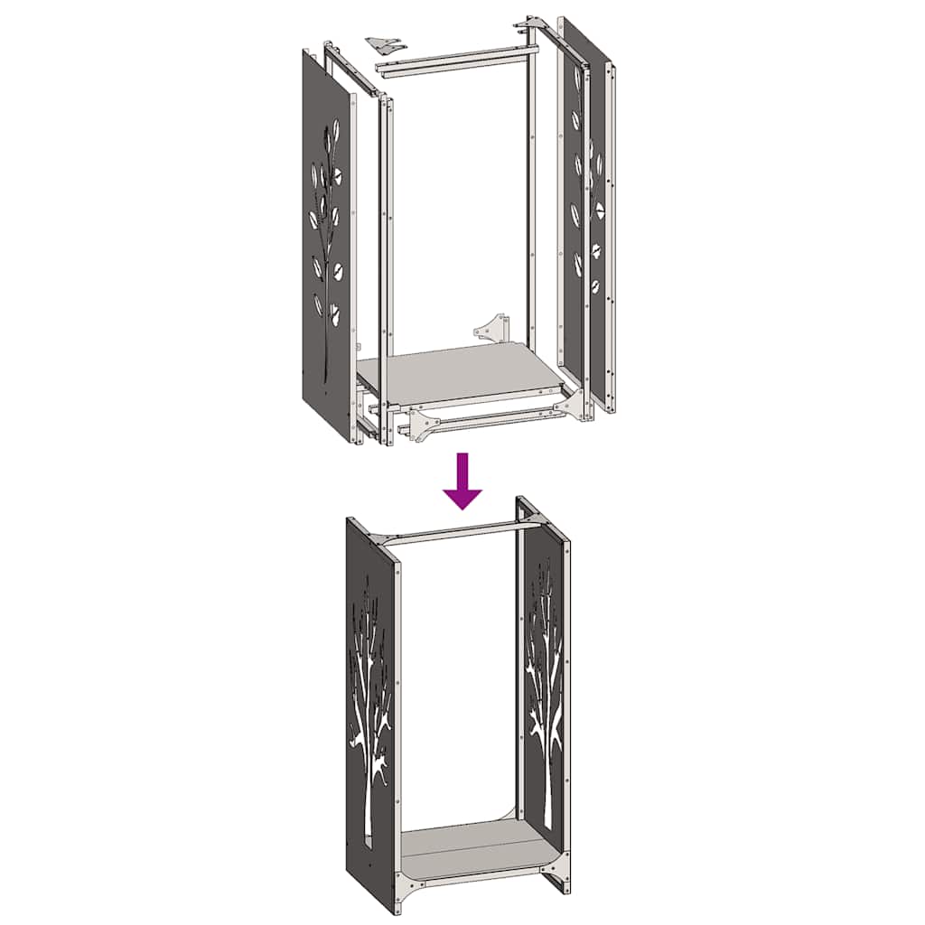 vidaXL Stojak na drewno opałowe 40x30x80 cm Stal walcowana na zimno