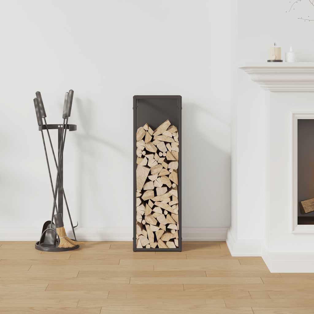 vidaXL Stojak na drewno opałowe czarny 25x25x80 cm