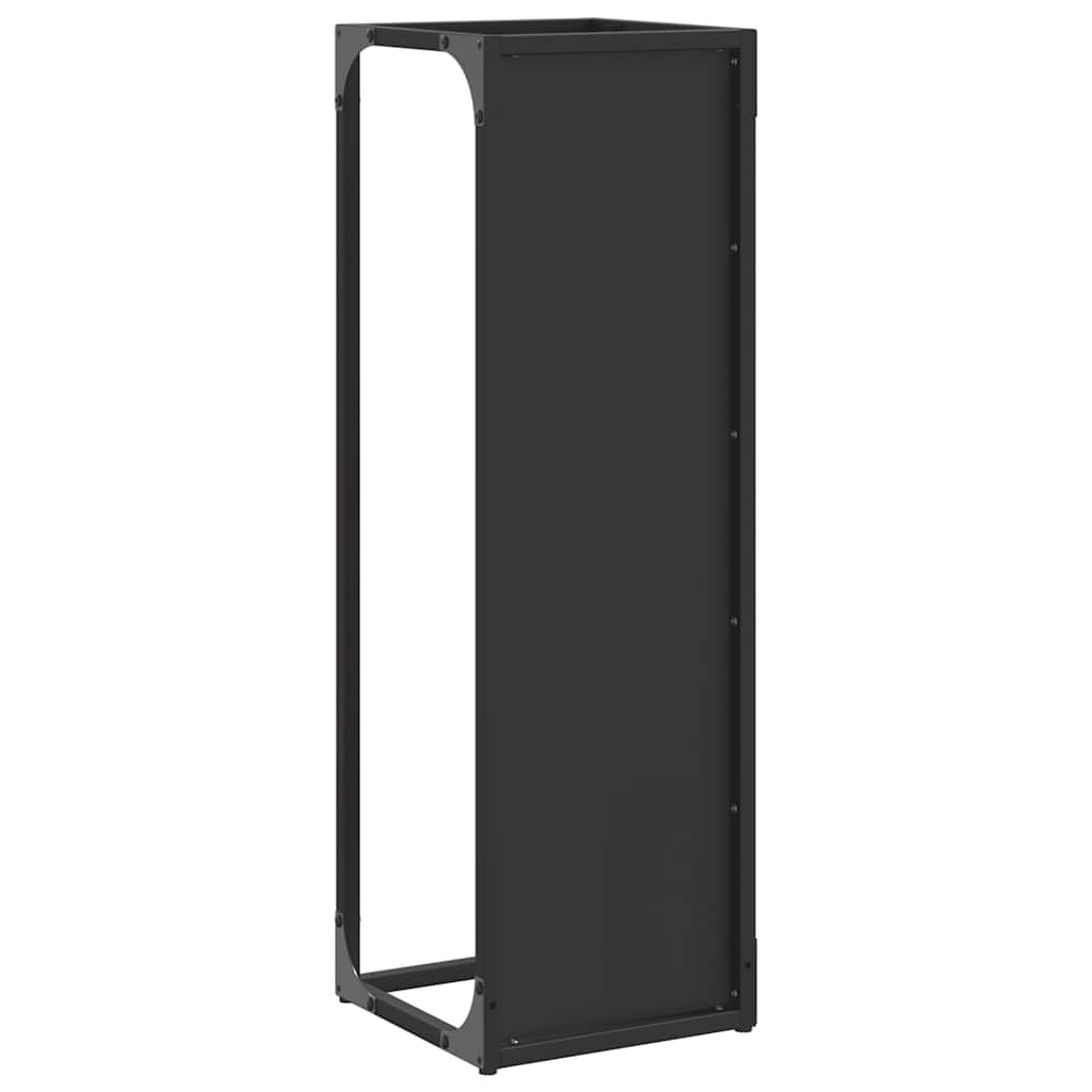 vidaXL Stojak na drewno opałowe czarny 25x25x80 cm