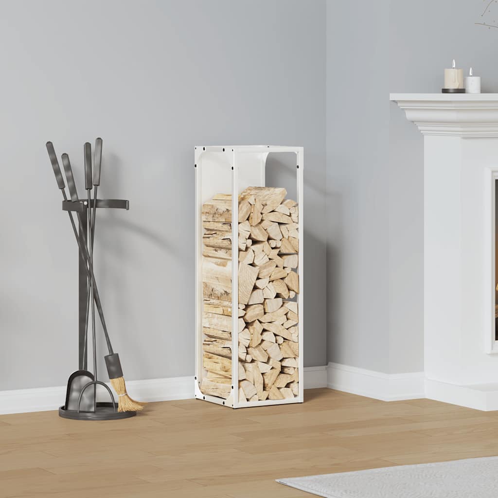 vidaXL Stojak na drewno opałowe biały 25x25x80 cm