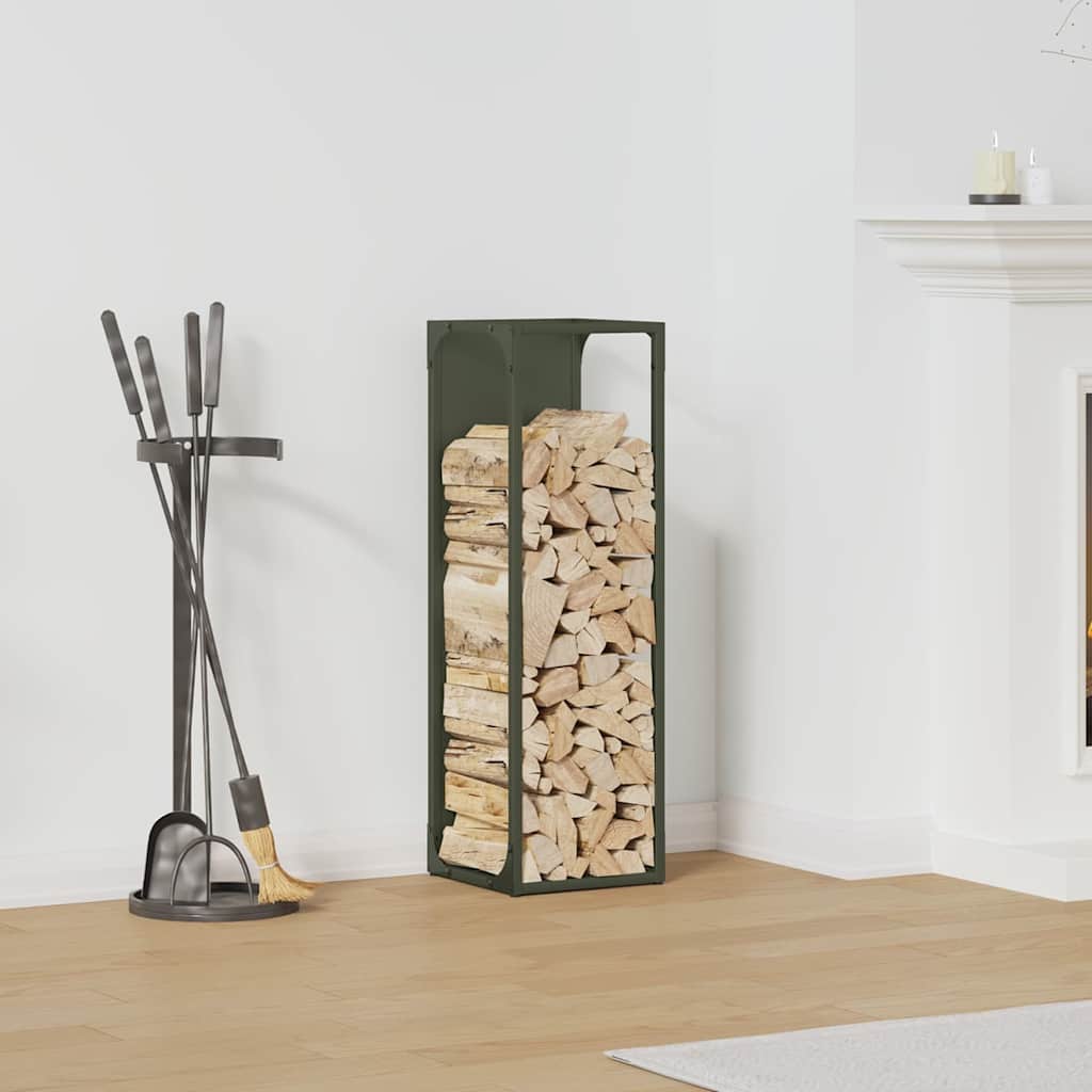 vidaXL Stojak na drewno opałowe Oliwkowy Zielony 25x25x80 cm