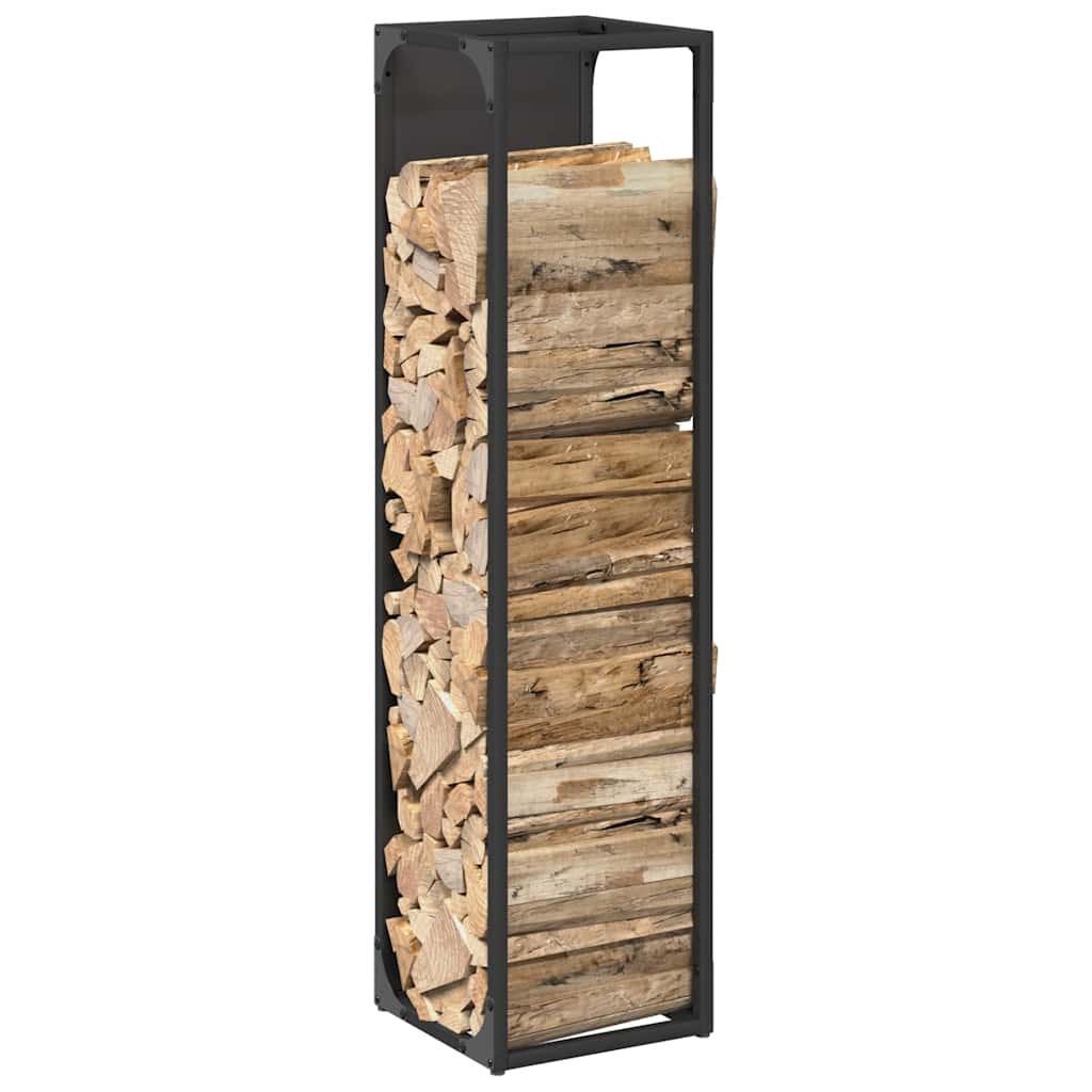 vidaXL Stojak na drewno opałowe, czarny, 25x25x100 cm
