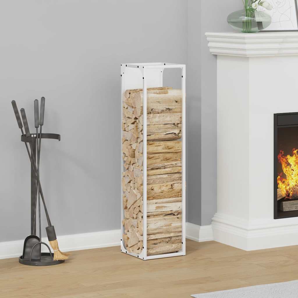vidaXL Stojak na drewno opałowe, biały, 25x25x100 cm